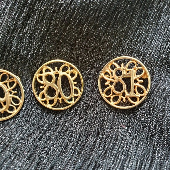 Vintage Gold Tone Number 79,80, and 81 Pins - Picture 6 of 9